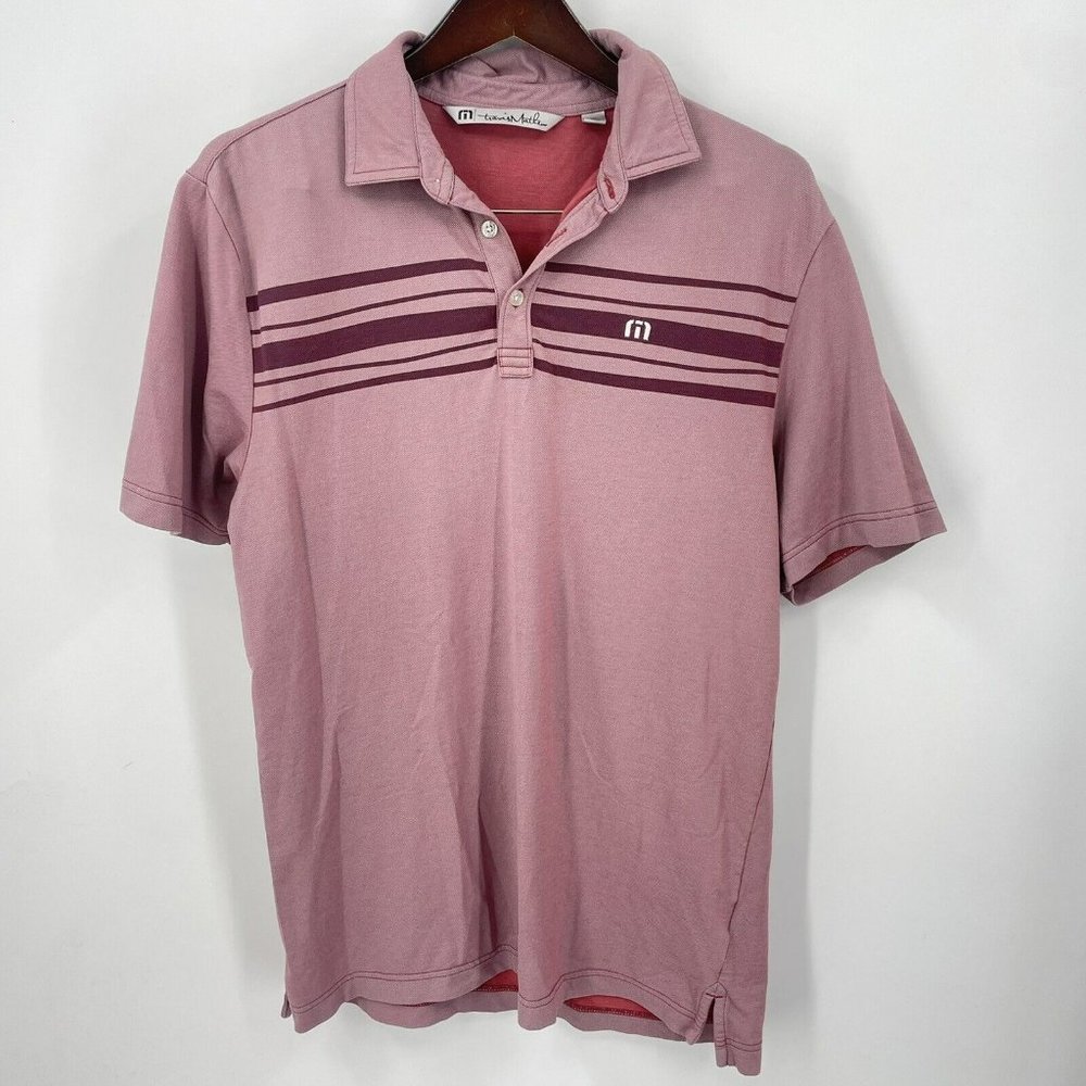 Travis Mathew Shirt Mens Size Medium Red Polo Short Sleeve Collared Logo